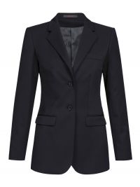 Schwarzer Longblazer Damen – Eleganter langer Blazer mit 2-Knopf-Leiste, Pattentaschen und tailliertem Regular-Fit-Schnitt